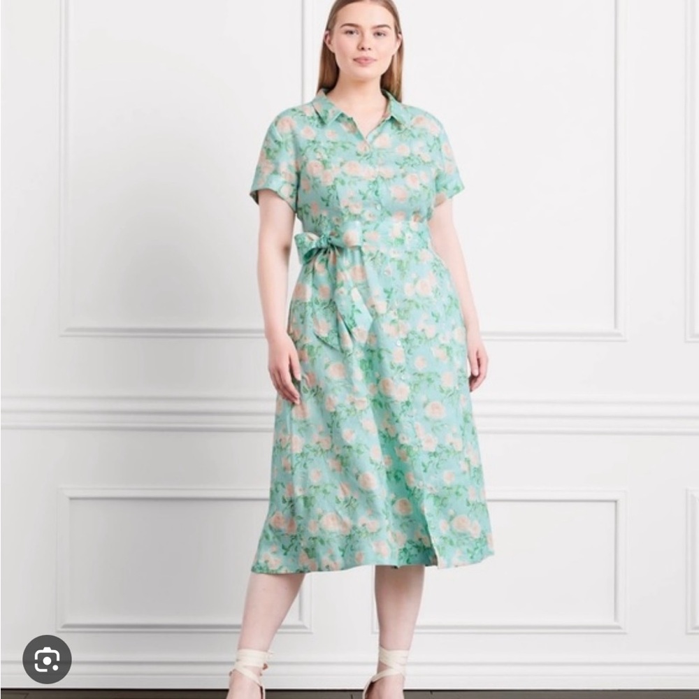 Hill House Mint Green Floral Shirt Dress
